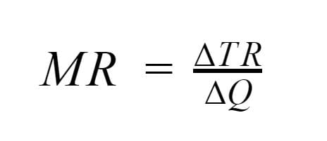 Marginal revenue formula with symbols
