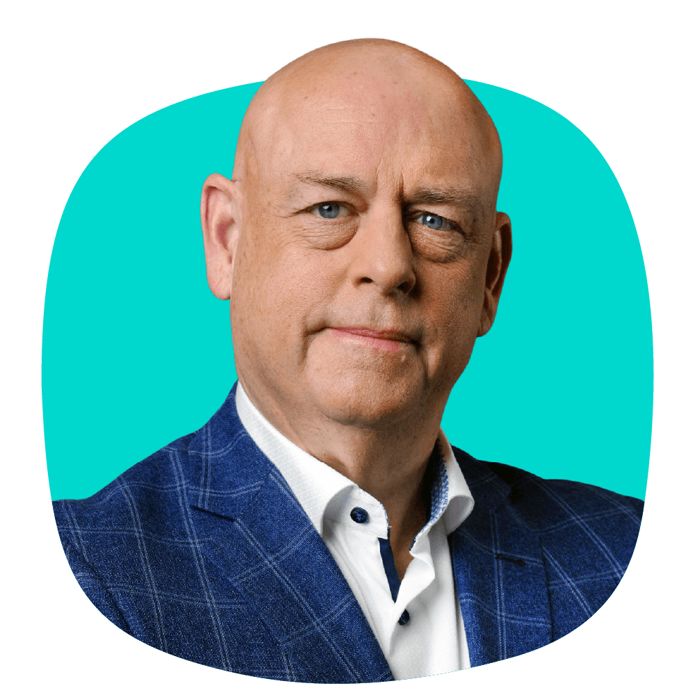 David Lloyd  headshot on teal shape