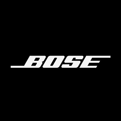 Black square background with white Bose logo