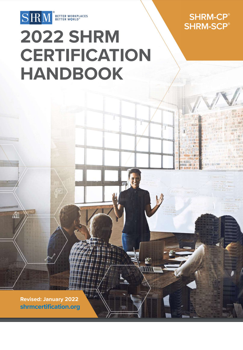 2022 SHRM Certification Handbook cover image.