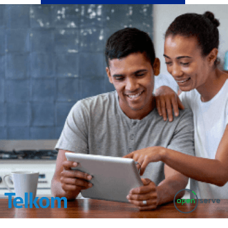 A couple on a video chat using their high-speed Telkom fibre internet