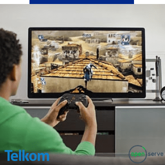 A gamer playing his favourite games with his Telkom Openserve Intnernet connect