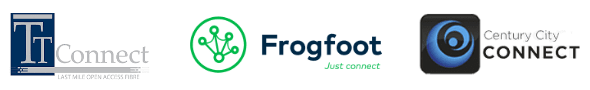 Logos of TT Connect, Frogfoot and Century City Connect