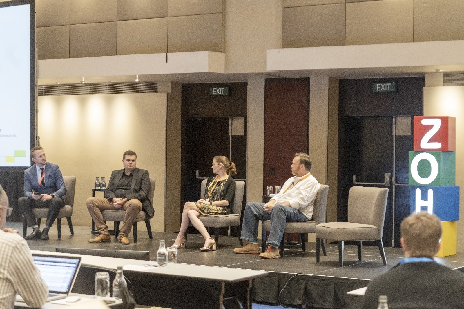 An image of Paul Wilson, DSL Telecom's Technical Director in a panel discussion at the Zoholics Cape Town event.