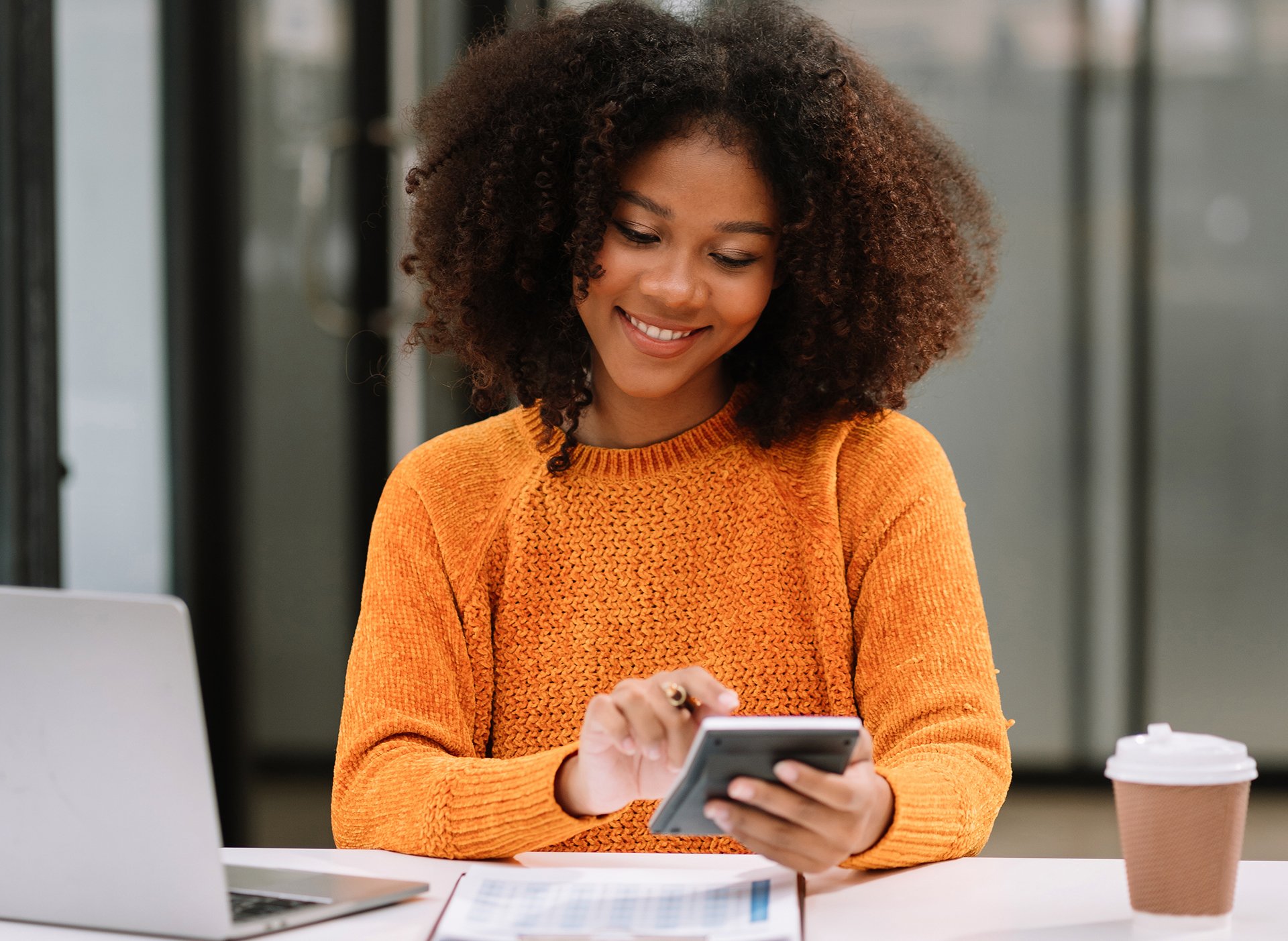 woman working at desk