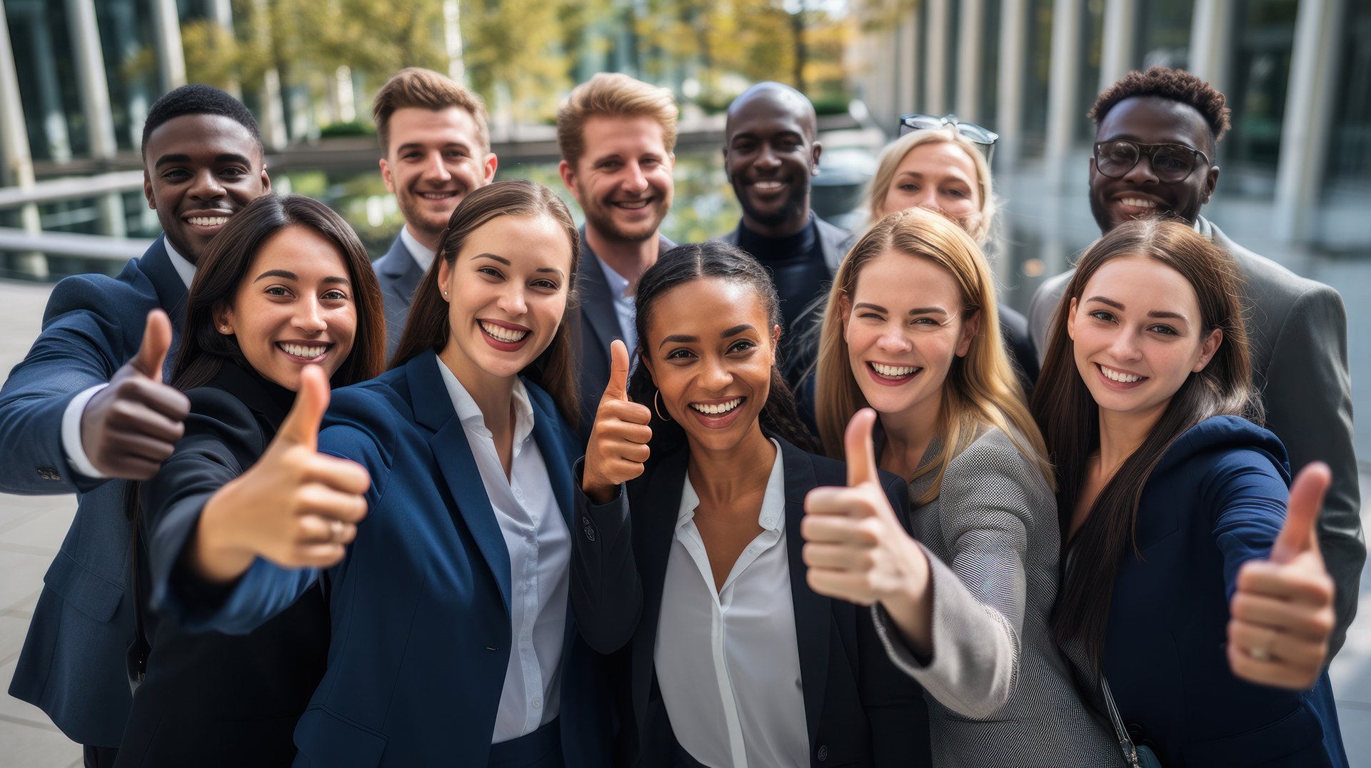 group of people giving thumbs-up