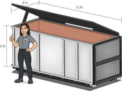 Illustration of 5 cubic yard bin