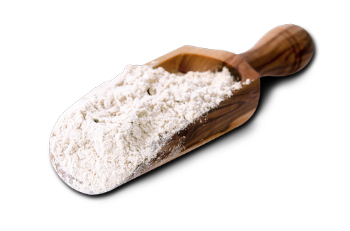 white powder on wooden spoon