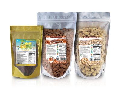 Organic Baobab Superfruit Snacks (Lemon Flavor) + 100% Organic Cashews + Organic Raw Almonds Combo Pack 