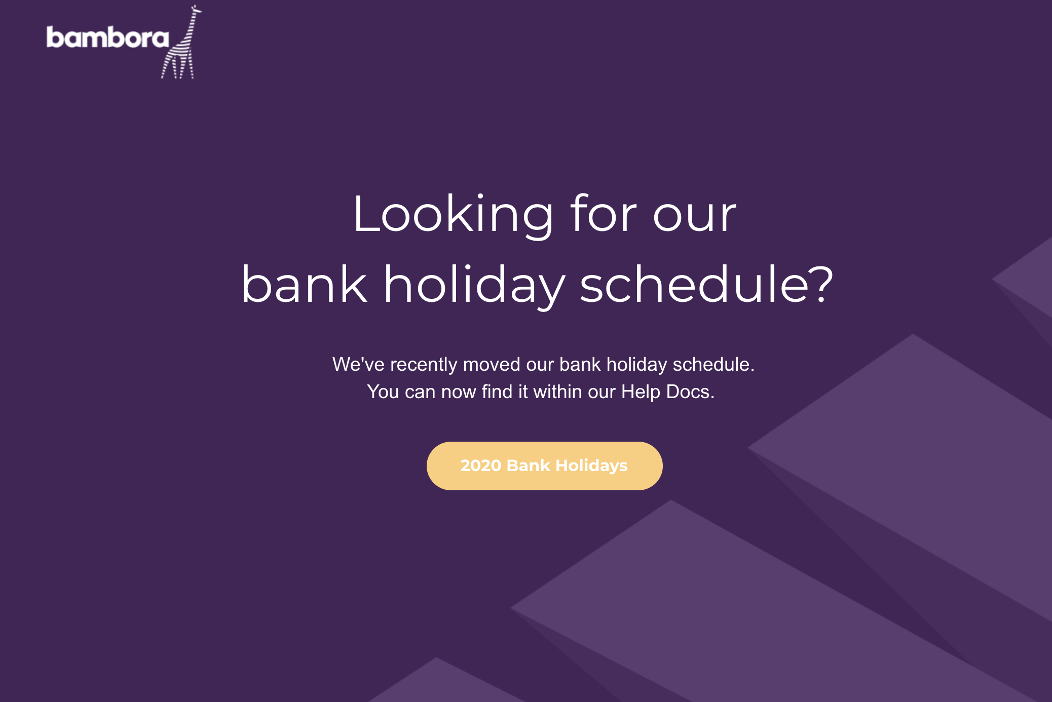Bambora Bank Holiday Schedule Has Moved