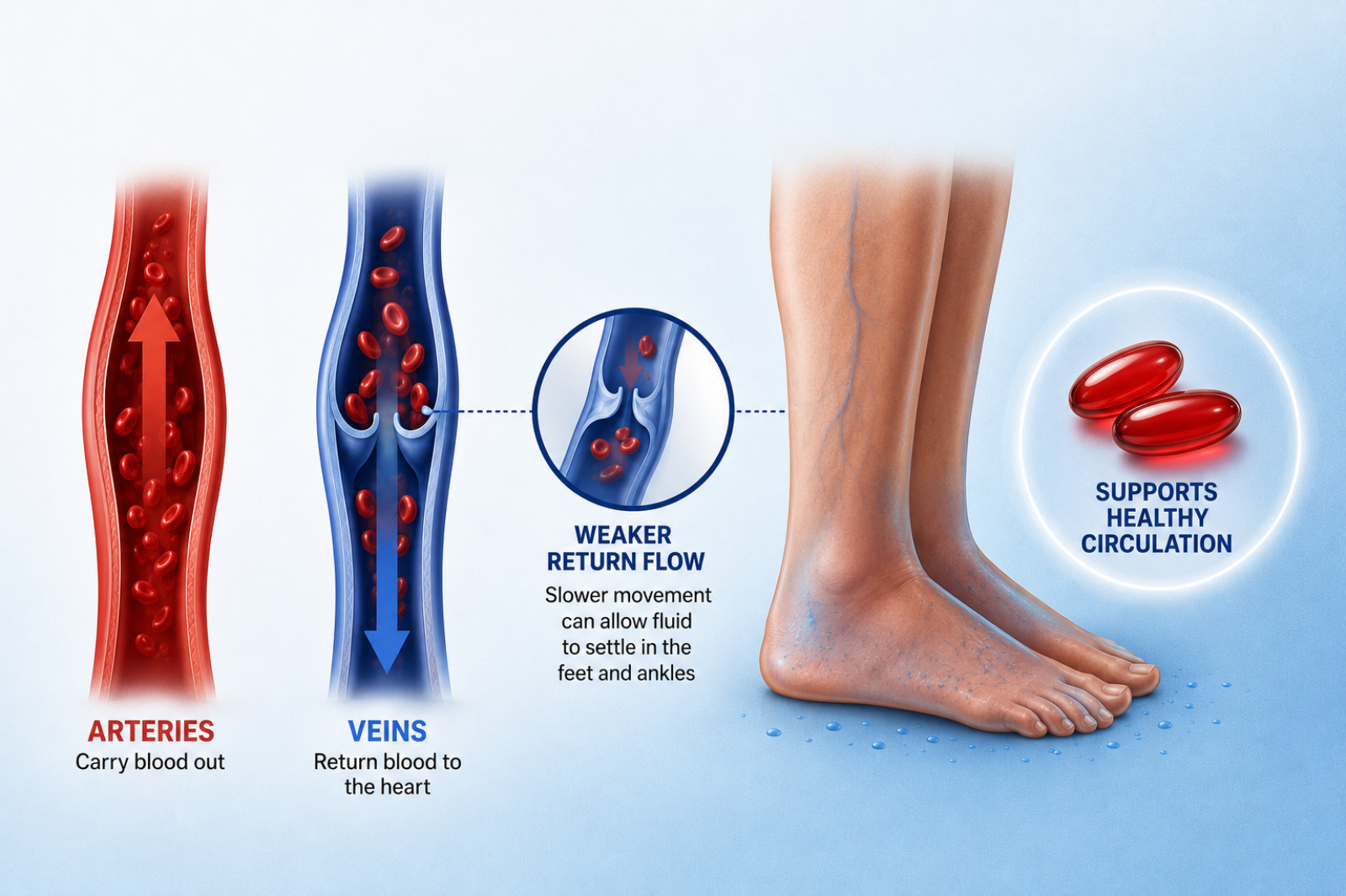How circulation affects swelling in the feet and ankles