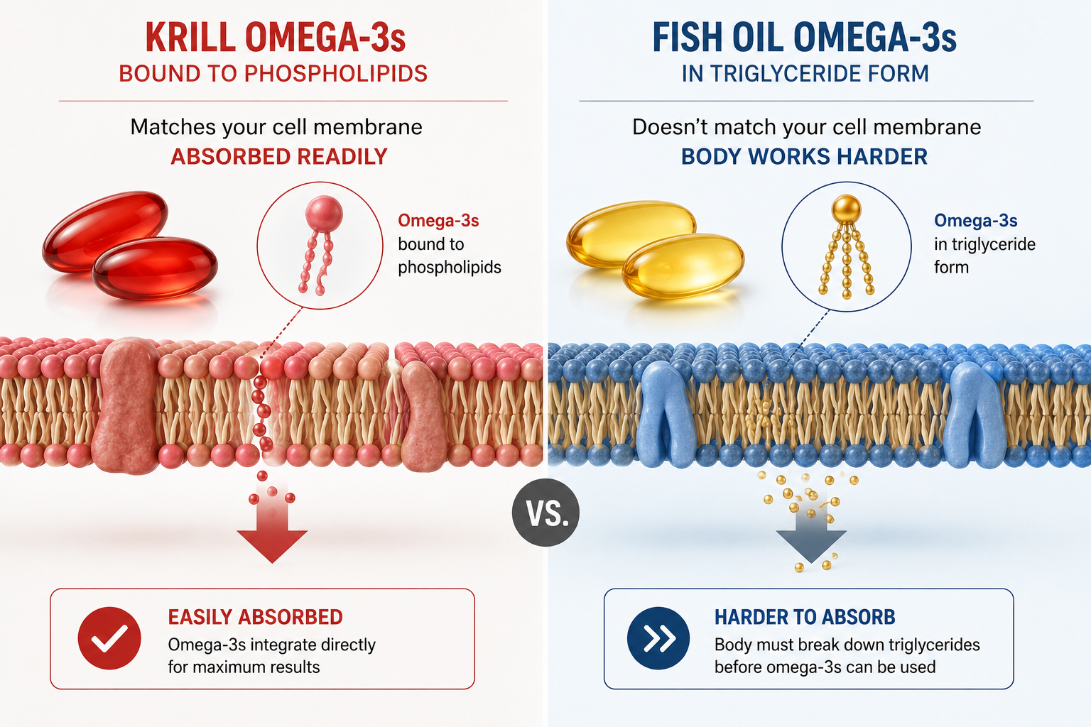 How krill oil omega-3s are absorbed compared to fish oil