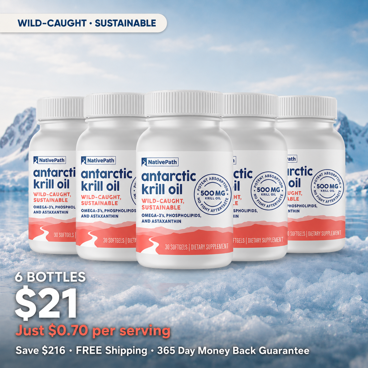 NativePath Antarctic Krill Oil 6-bottle package
