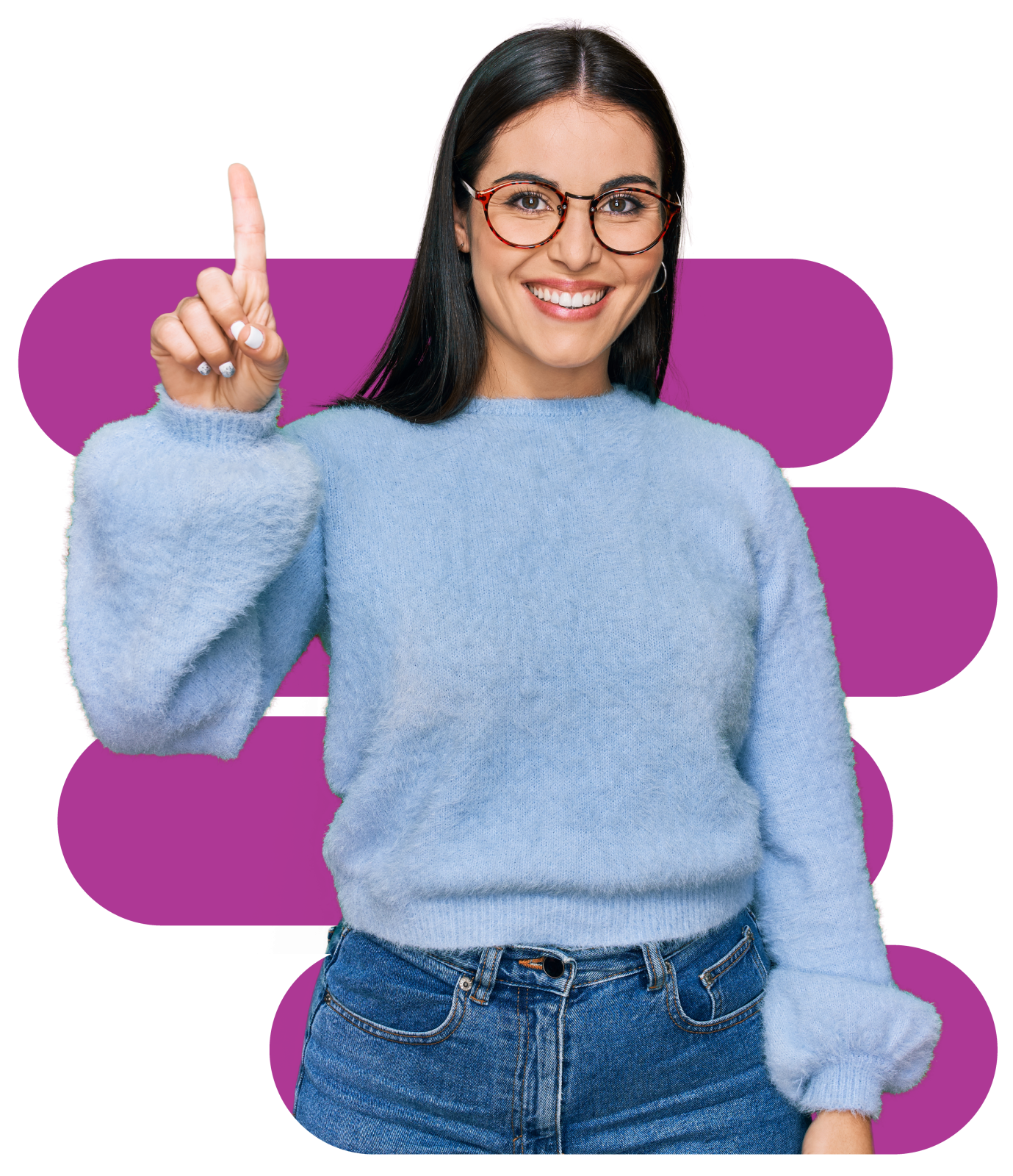 Woman pointing up