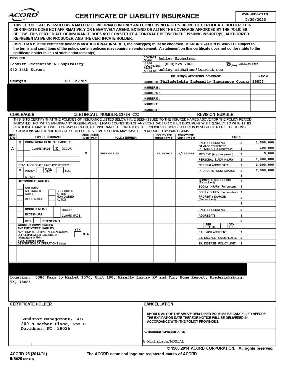 Riverwalk RV Resort Updates, Premier Land