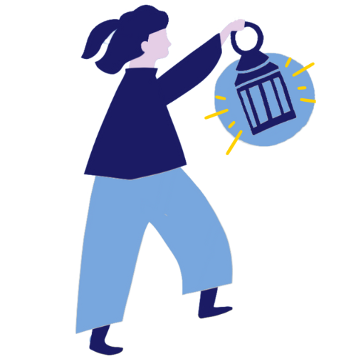 Student with a lamp illustration