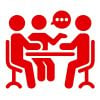 Circular icon representing a simple closing process.