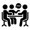 Circular icon representing a simple closing process.
