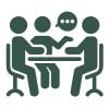 Circular icon representing a simple closing process.