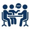 Circular icon representing a simple closing process.