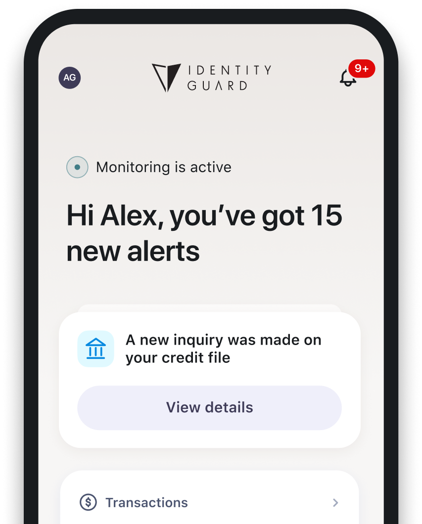 Identity Guard Mobile App Screenshot