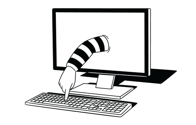 Illustration showing arm manipulating keyboard