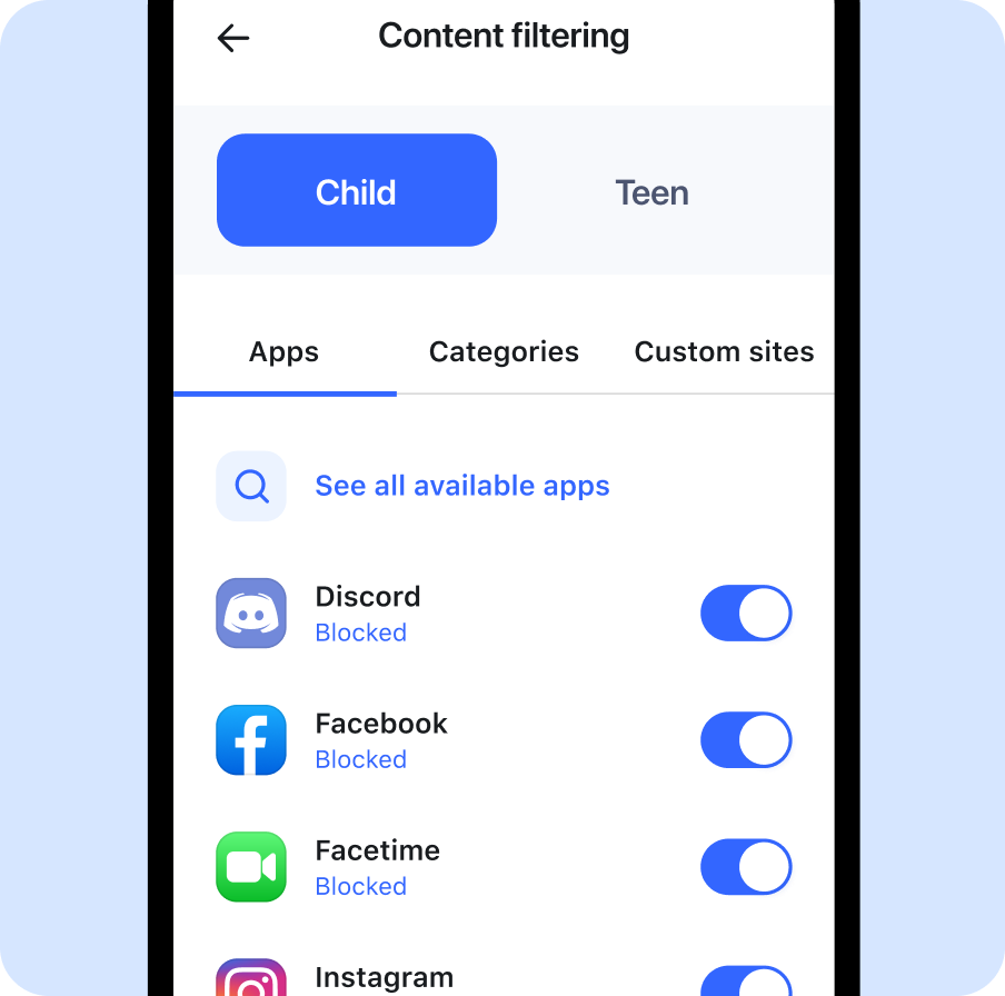 Aura App ScreenShot for Content Filtering