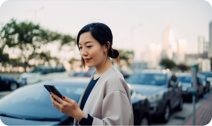 Women is checking notifications on her phone