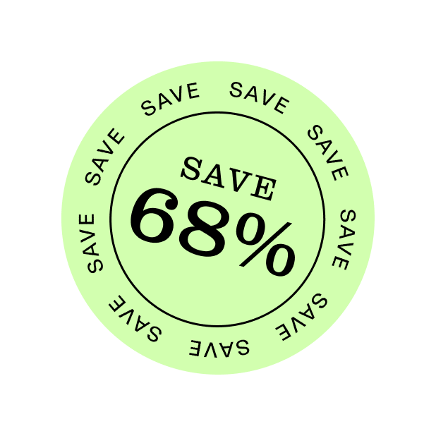 68% Green Discount Badge