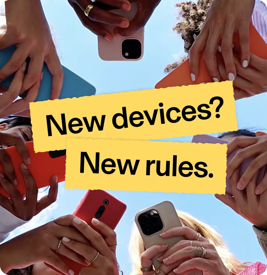 New Device? New Rules. Multiple young kids holding mobile devices
