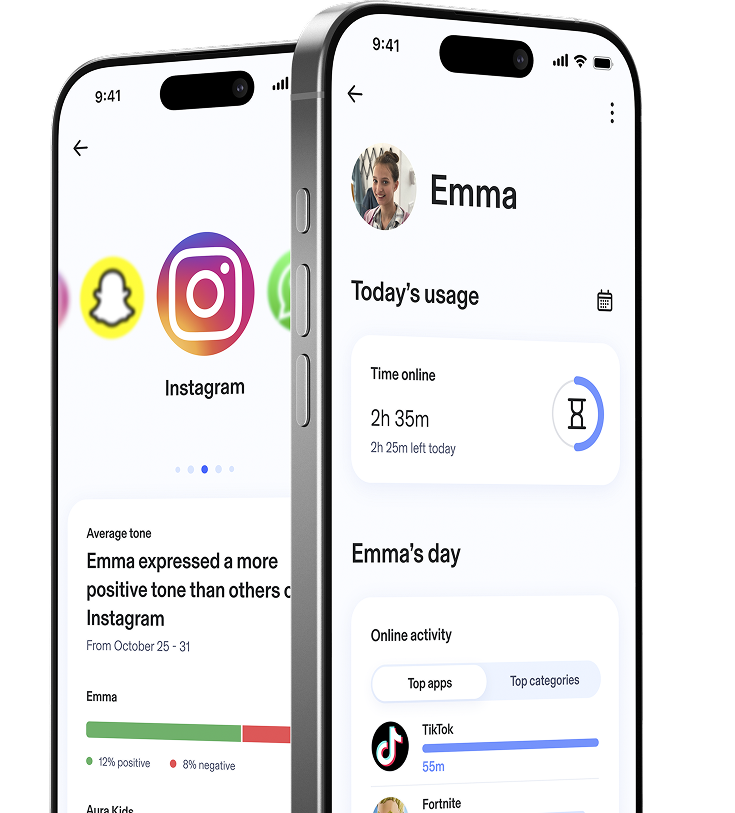 Aura Product showing balance for kids features