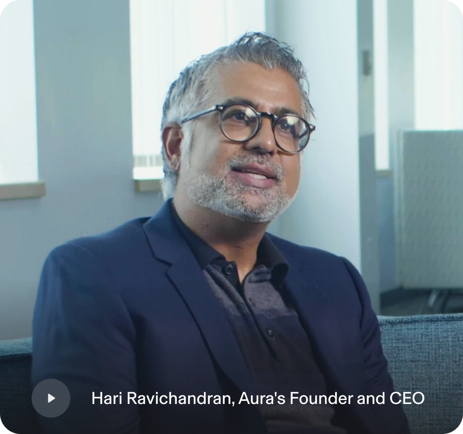 Video thumbnail showing the Aura CEO Hari Ravichandran