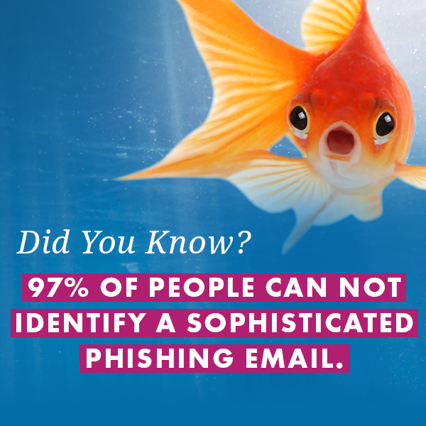 97% of people can not identify a sophisticated phishing email.