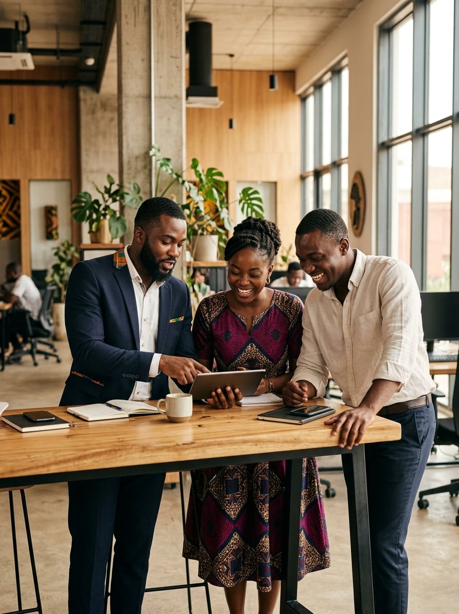 Young professionals collaborating in Accra