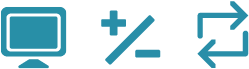 Computer, plus/minus, and return icons