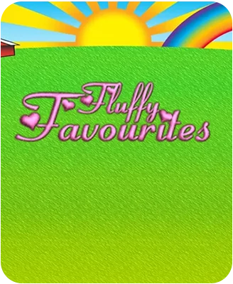 Fluffy Favourites slot game with rainbow and sun.