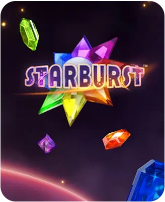 Starburst slot game logo with colorful gems