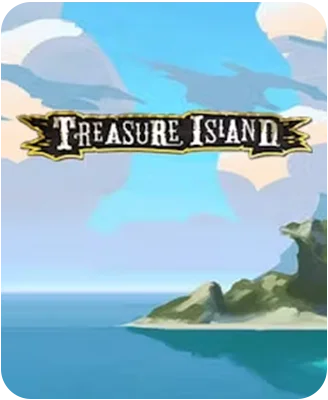 Treasure Island slot game logo with island background