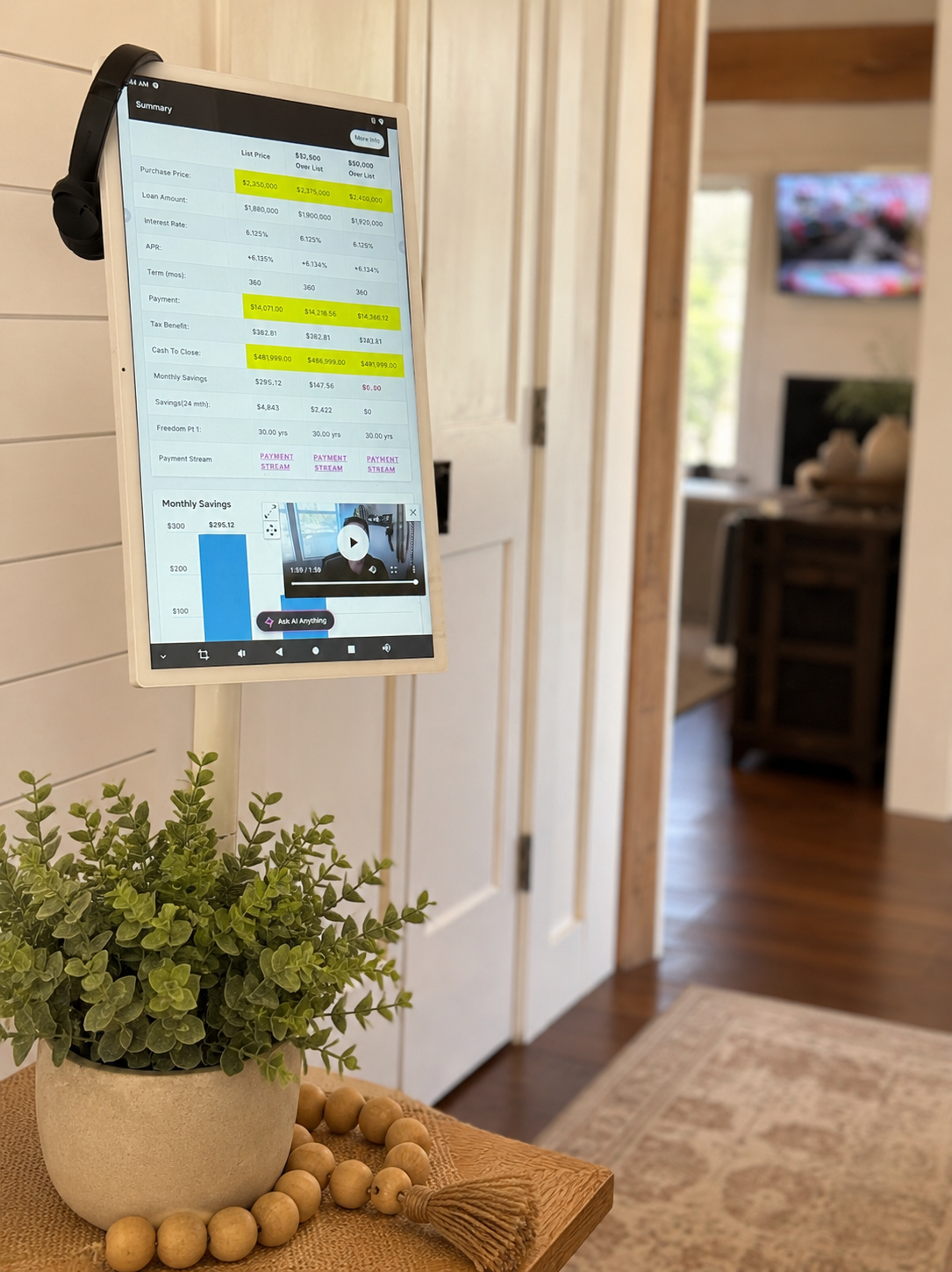 The kit running on a tablet kiosk at an open house