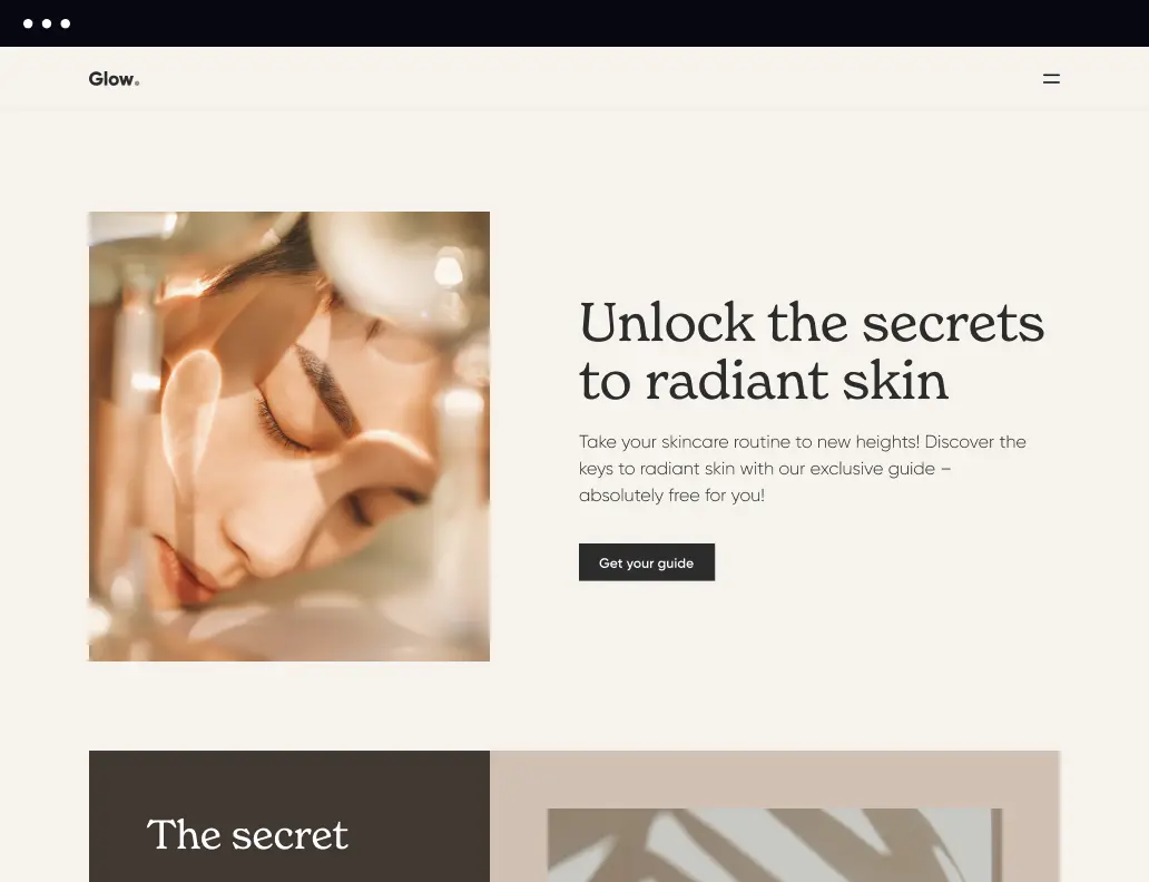 Instapage mock-up showing a coffee product landing page with modern eCommerce design