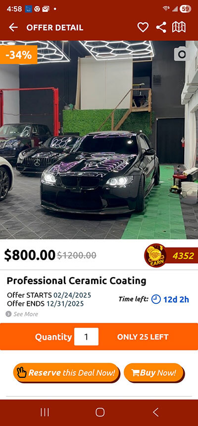 Screenshot of app with deal